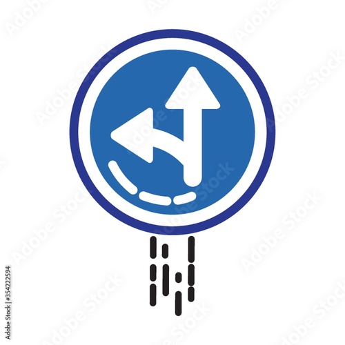 Left or straight arrow auxiliary sign
