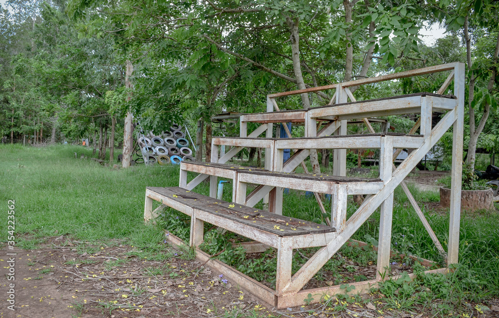 Seating for sitting or watching sports beside the stadium.