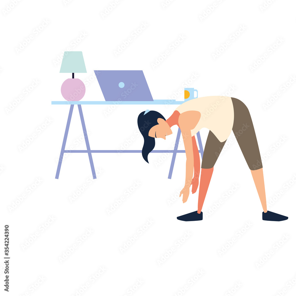 woman doing stretching exercises at home woman doing stretching exercises at home