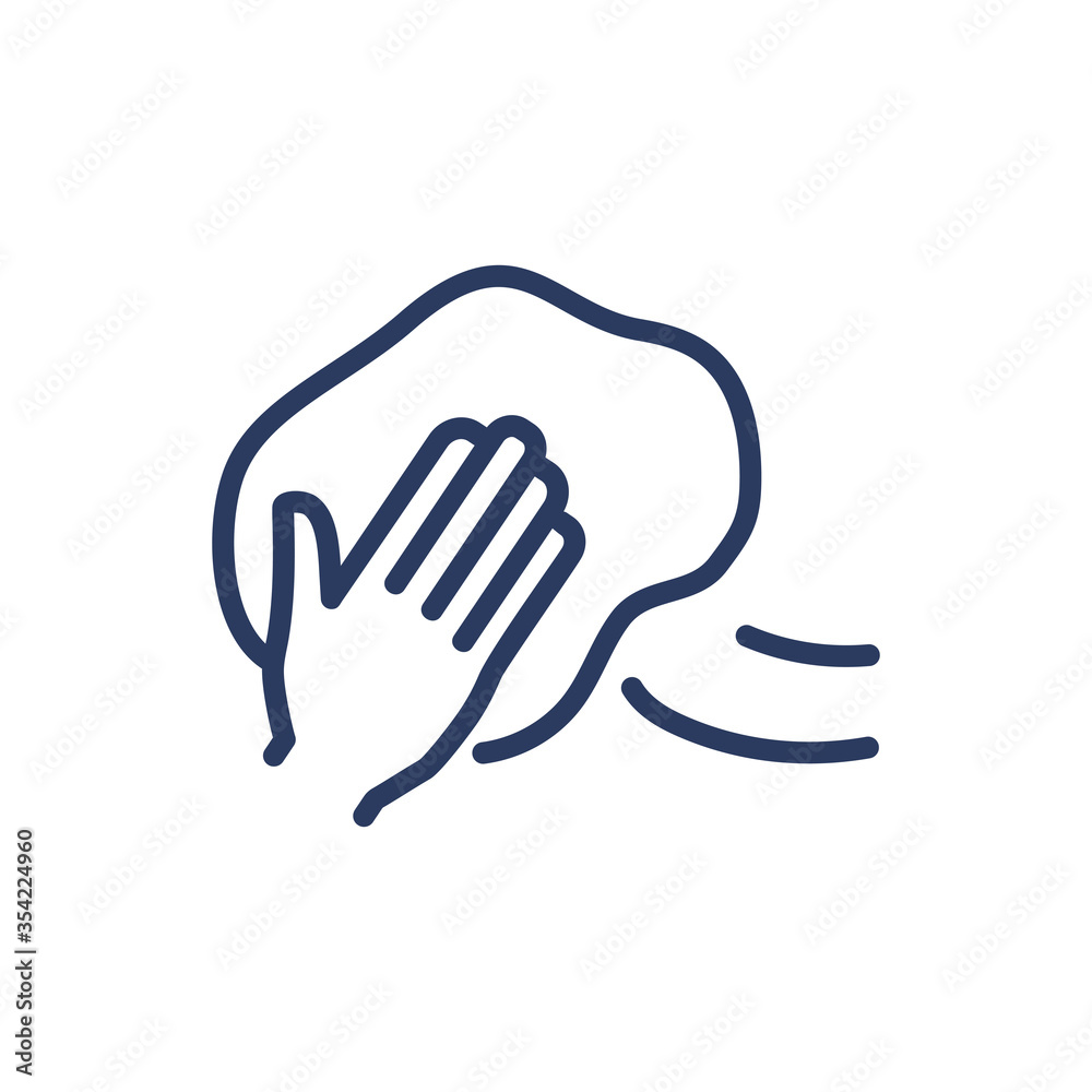Dusting furniture thin line icon. Hands wiping dust with cloth isolated outline sign. Cleanup, housekeeping, domestic work concept. Vector illustration symbol element for web design and apps Dusting furniture thin line icon. Hands wiping dust with cloth isolated outline sign. Cleanup, housekeeping, domestic work concept. Vector illustration symbol element for web design and apps