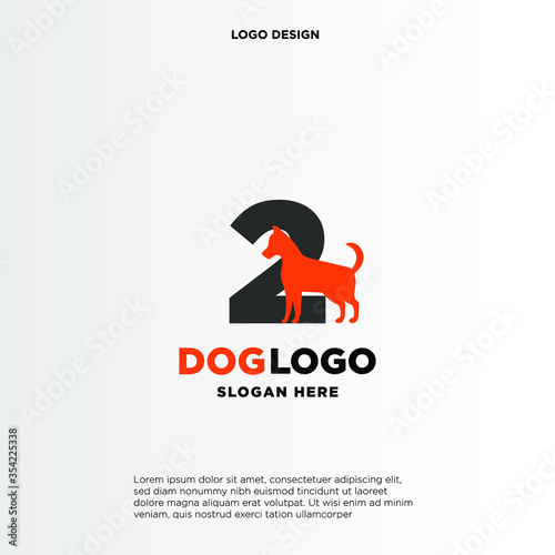 Initial Letter 2 Dog Logo And Icon Name Dog Design Vector.