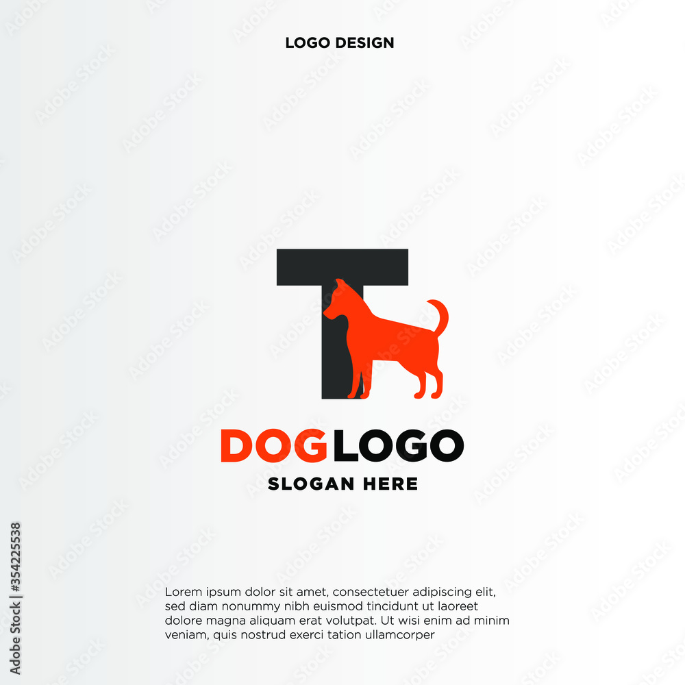 Initial Letter T Dog Logo And Icon Name Dog Design Vector.