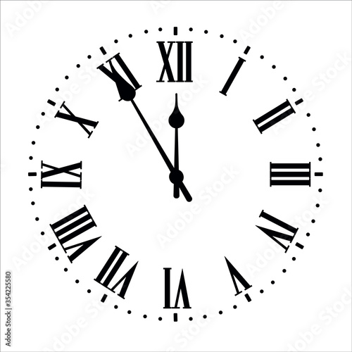 Round clock isolated on white background. Minimal concept. Flat lay. Vector illusration