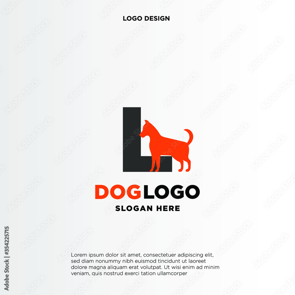 Initial Letter L Dog Logo And Icon Name Dog Design Vector.