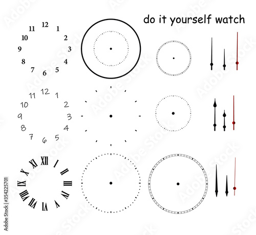 Blank clock face with hour, minute and second hands isolated on white background. Just set your own time