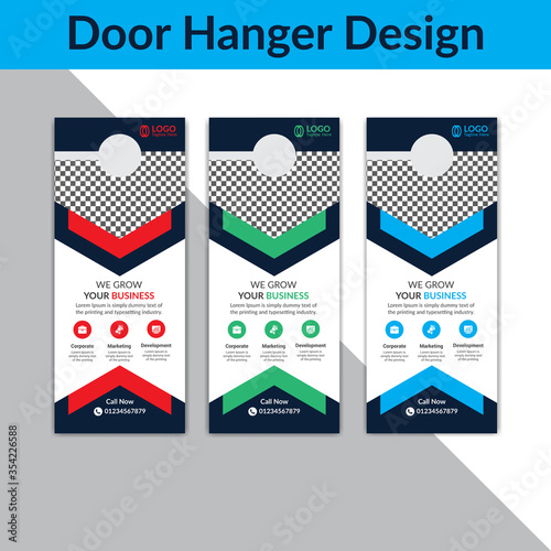 Door hanger template, Set of door hangers background. Door hanger mockup. Vector illustration, corporate door hanger design, Door hanger tags, do not disturb and make up room sign Premium Vector,