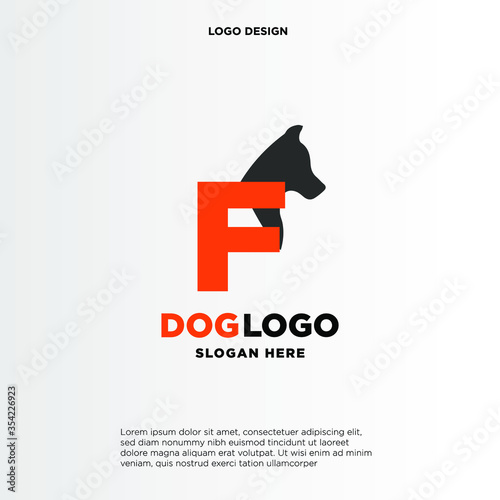 Initial Letter F Dog Logo Design Template