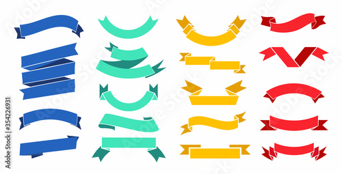 Starburst labels set. Ribbon elements. Vintage. Modern black colored simple ribbons collection. Vector illustration.