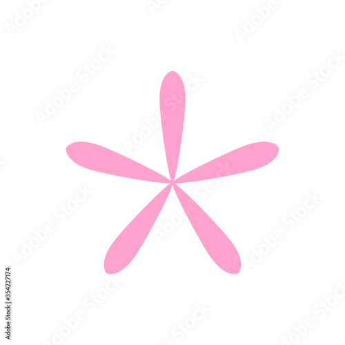 pink flower single isolated on white background, petals flower pink for clip art, illustration flower pink for kids, simple flower for card decoration graphic