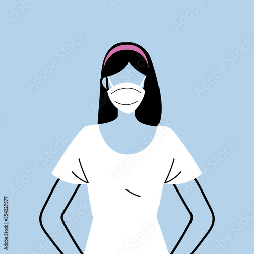 woman in protective medical face mask, woman wearing protection from coronavirus