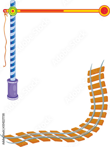 illustration for cartoon, semaphore and railway, isolated object on a white background, vector illustration,