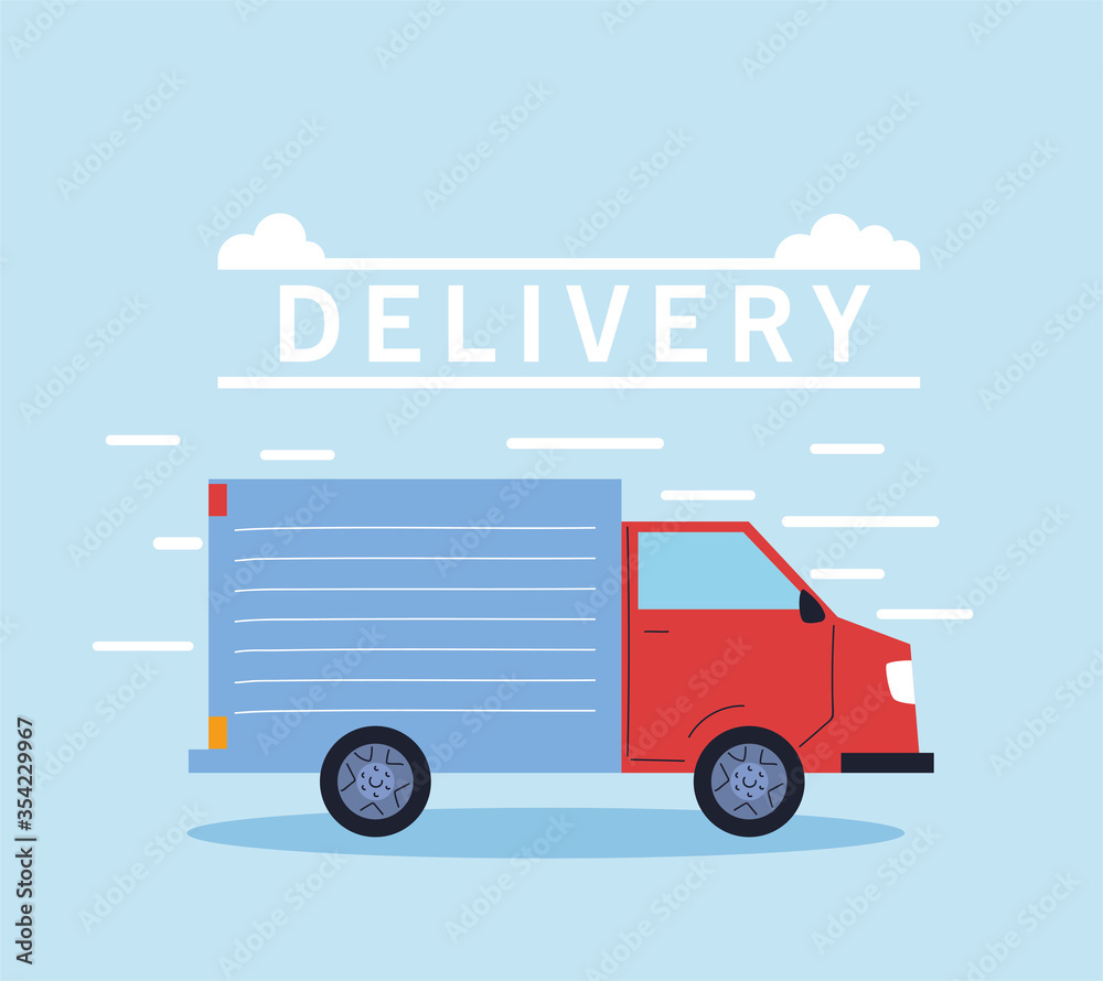 delivery truck carries deliver to people in quarantine, delivery of goods