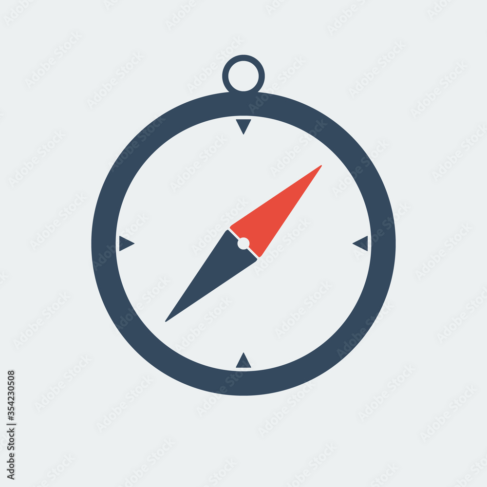gray and red compass icon, flat vector pictogram gray and red compass icon, flat vector pictogram