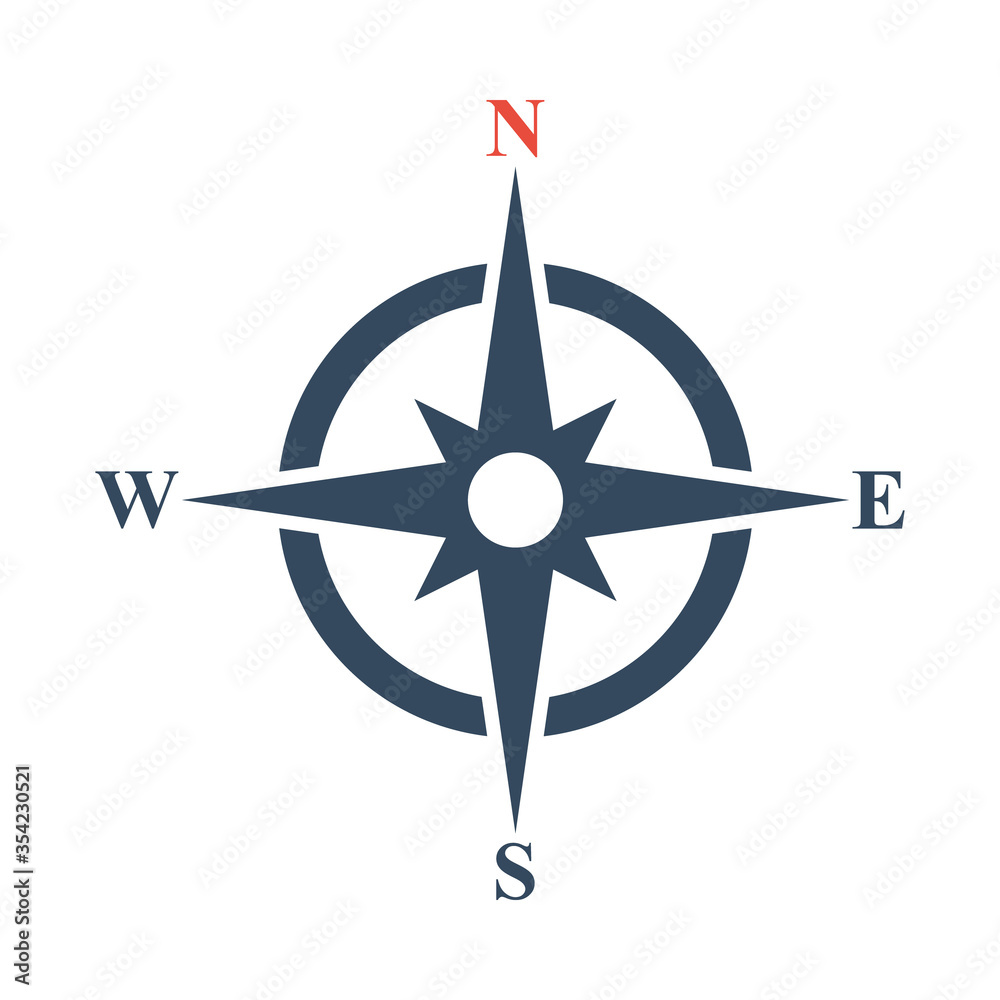 gray and red compass icon, flat vector pictogram gray and red compass icon, flat vector pictogram