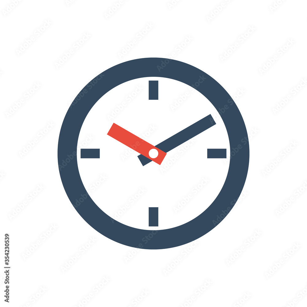 gray and red clock icon, flat vector pictogram gray and red clock icon, flat vector pictogram