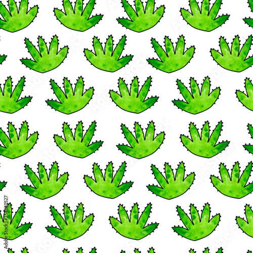 Seamless pattern with Wild plant on white background, bush, hand painted watercolor illustration