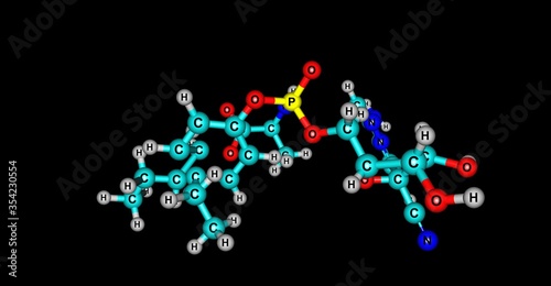 Remdesivir molecular structure isolated on black