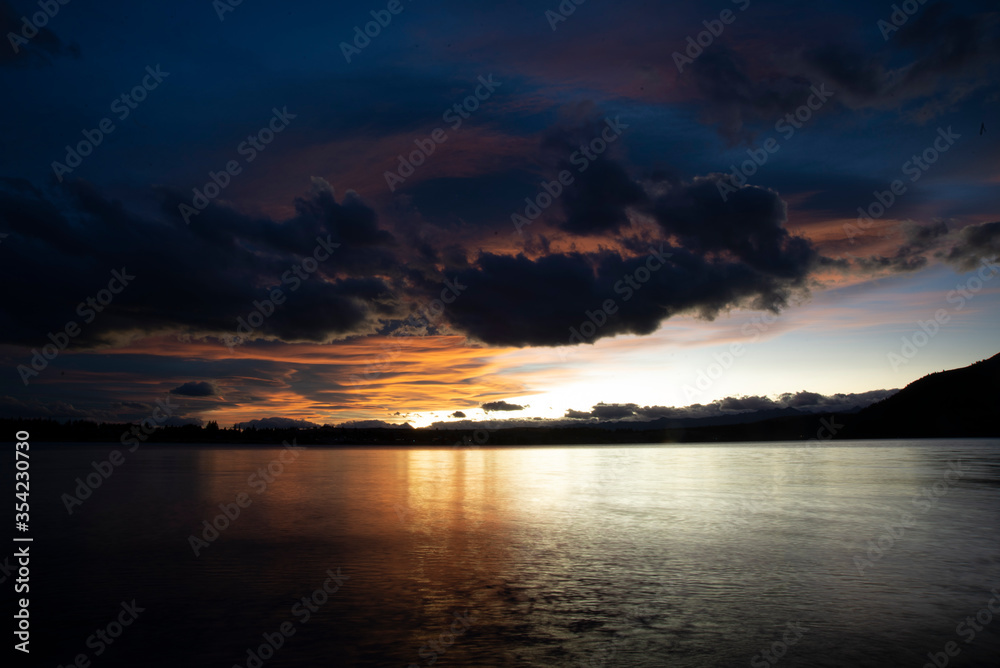 Sunset at lake tekapo shore