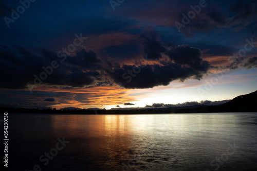 Sunset at lake tekapo shore