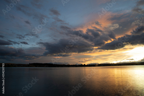 Sunset at lake tekapo shore