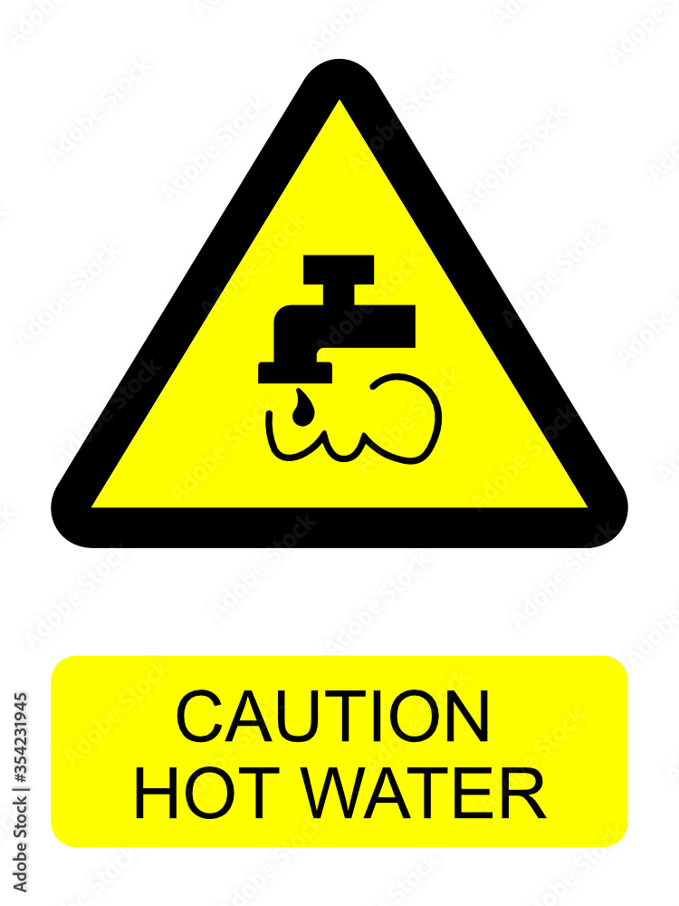 Caution hot water vector sign isolated on white background Caution hot water vector sign isolated on white background