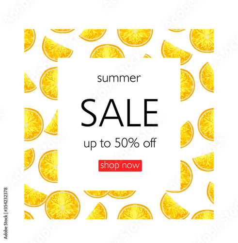 Sale vector banner with lemons. Template for advertising discount design. © Logunova  Elena