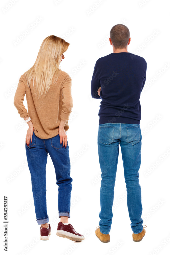 Back view couple in sweater. Back view couple in sweater.
