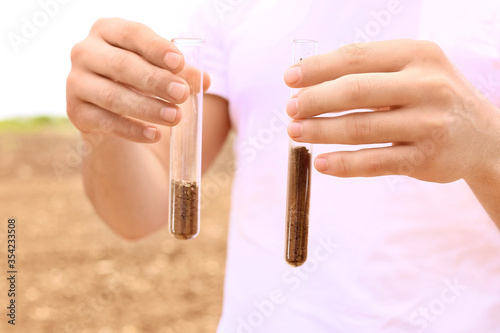 Agronomist studying samples...