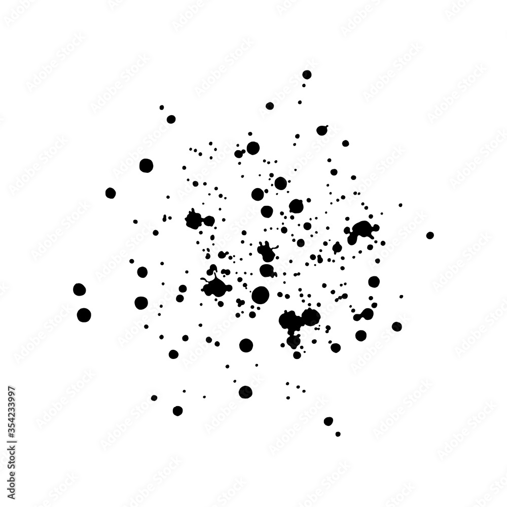 Fototapeta premium Vector black and white ink splash, blot and brush stroke, spot, spray, smudge, spatter, splatter, drip, drop, ink blob brush, paint spot, spray, smudge Grunge textured elements for design, background.