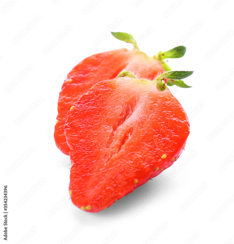 Sweet cut strawberry on white background Sweet cut strawberry on white background