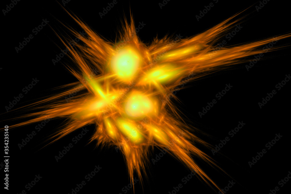 Explosion of fireworks in yellow and orange. Abstract background for design.