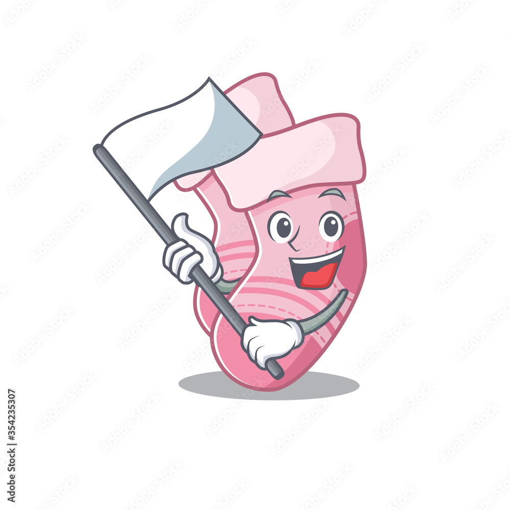 A heroic baby socks mascot character design with white flag A heroic baby socks mascot character design with white flag