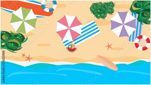 Top view of beach in summer holidays concept vector 