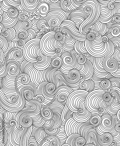 Abstract decorative vector seamless pattern with curling figured ornaments