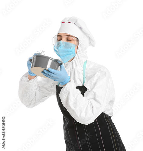 Housewife in protective cos...
