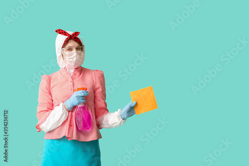 Housewife in protective cos...