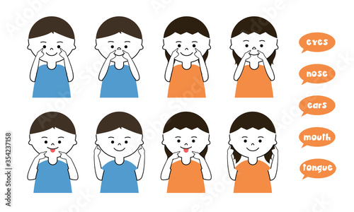 子供　顔パーツ　指さし　セット