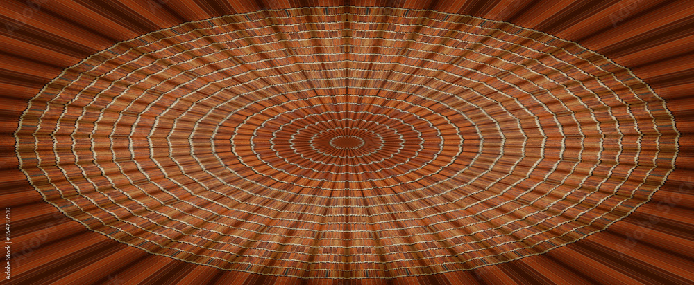 Fototapeta premium Glowing stripes vintage lights background. Brown background.