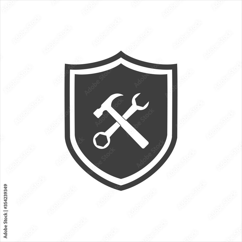 Service symbol icon - shield with screwdriver and wrench. Graphic elements for your design. EPS10 Service symbol icon - shield with screwdriver and wrench. Graphic elements for your design. EPS10
