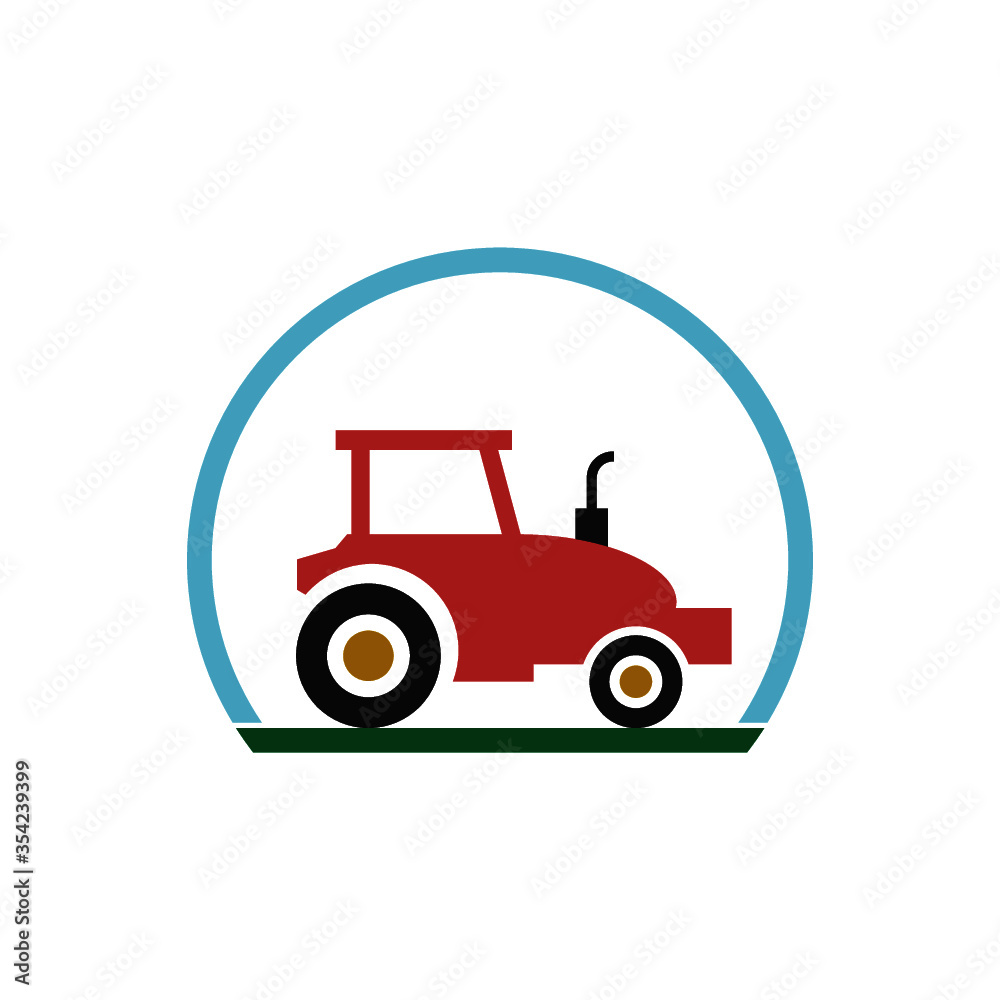 Tractor icon flat illustration for graphic and web design isolated on white background