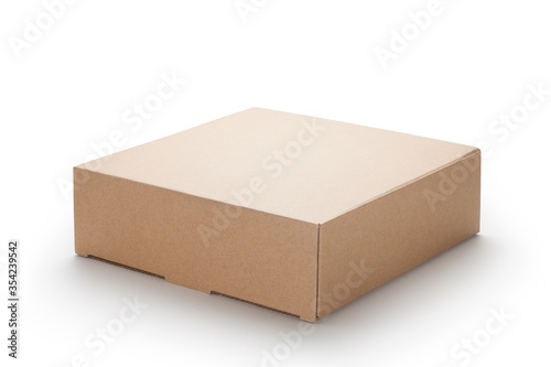 Fotomurale Brown cardboard box isolated on white background