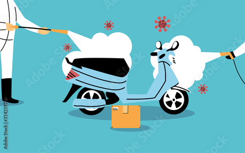 service motorcycle disinfection by coronavirus or covid 19