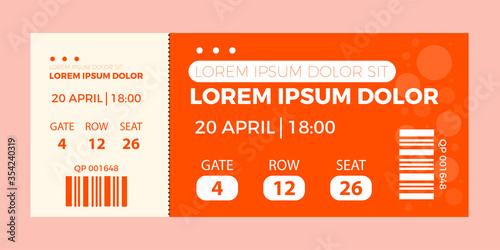 Ticket icon vector illustration in the flat style. Ticket stub isolated on a background. Retro cinema or movie tickets.