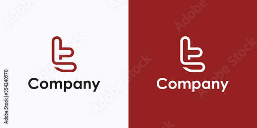 Initial Letter T Logo. Monogram Linear Style isolated on White and Red Background. Usable for Business and Branding Logos. Flat Vector Logo Design Template Element.