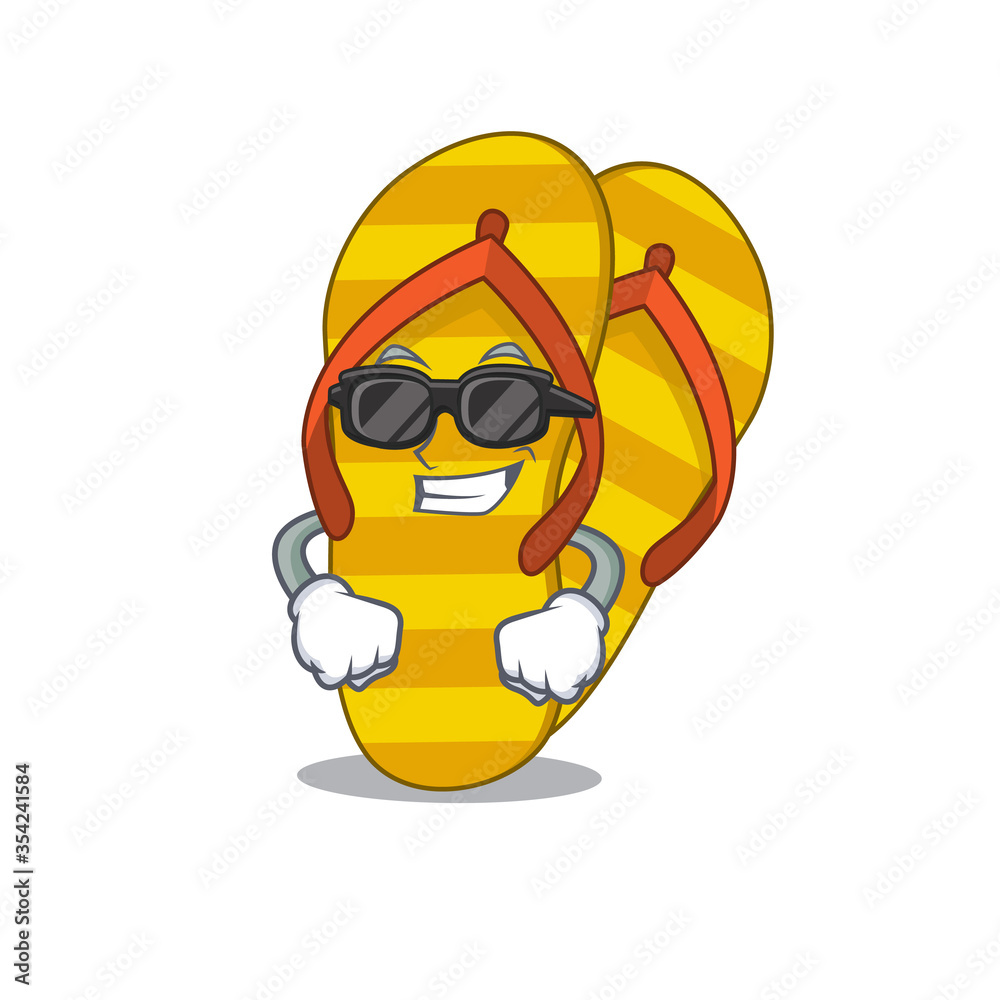 cartoon character of flip flops wearing classy black glasses Stock