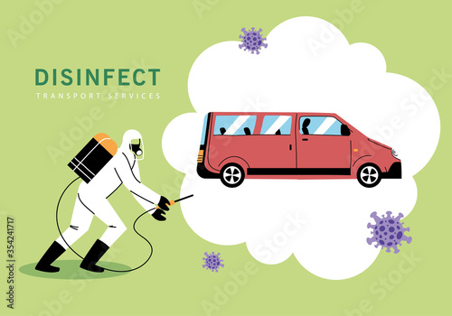 service van disinfection by coronavirus or covid 19