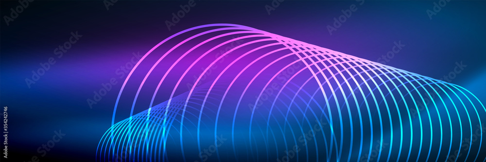 Shiny neon lines, stripes and waves, technology abstract background. Trendy abstract layout template for business or technology presentation, internet poster or web brochure cover, wallpaper Shiny neon lines, stripes and waves, technology abstract background. Trendy abstract layout template for business or technology presentation, internet poster or web brochure cover, wallpaper