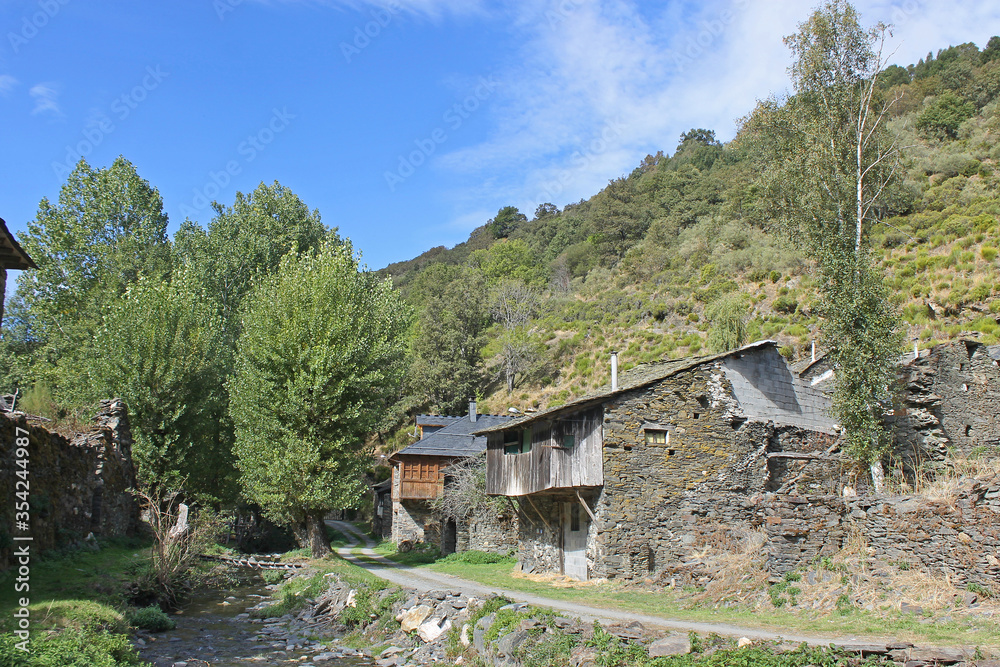 The tradictional village of Primout in the Cantabrian mountains, province of León, Spain