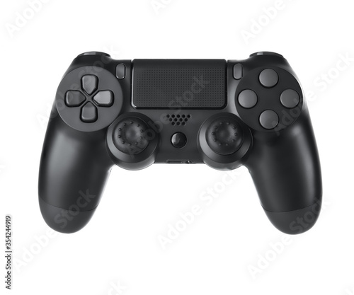 Black joystick isolated on white background photo