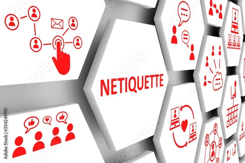 NETIQUETTE concept cell background 3d illustration